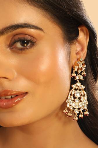 gold plated serenoor pearl chandbali earrings
