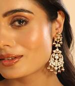 gold plated serenoor pearl chandbali earrings