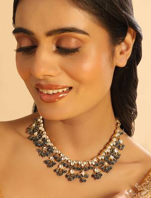 gold plated azure dusk kundan necklace 1