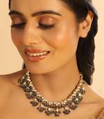 gold plated azure dusk kundan necklace