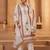 Off White Cotton Jute Work Embroidered Salwar Kameez Semi Stiched