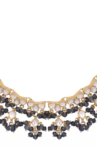 gold plated azure dusk kundan necklace