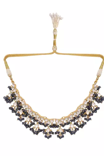 gold plated azure dusk kundan necklace