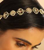 gold plated kundan ornate royal matha patti cum necklace