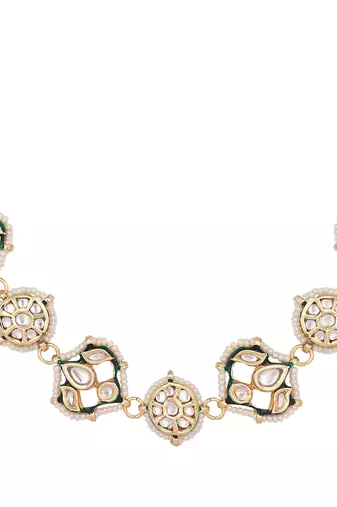 gold plated kundan ornate royal matha patti cum necklace