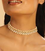 gold plated kundan refined sleek choker necklace
