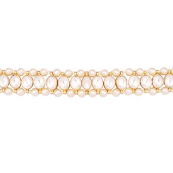 gold plated kundan refined sleek choker necklace 3