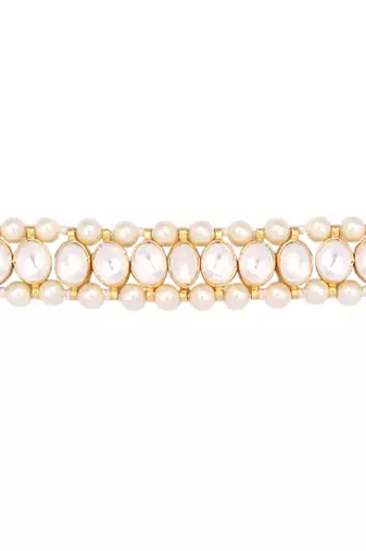 gold plated kundan refined sleek choker necklace