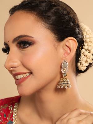 gold plated aureate swirl jhumki earrings 1