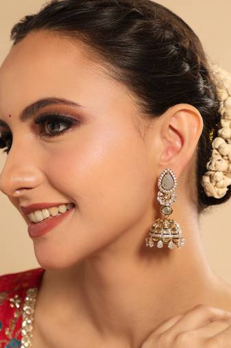 gold plated aureate swirl jhumki earrings