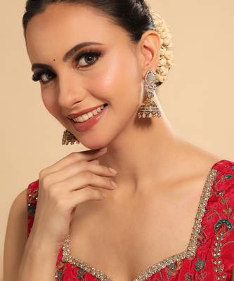 gold plated aureate swirl jhumki earrings 2