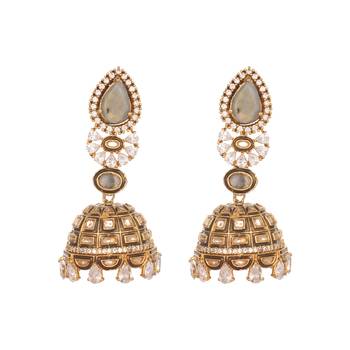 gold plated aureate swirl jhumki earrings 3