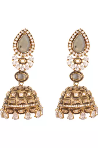 gold plated aureate swirl jhumki earrings