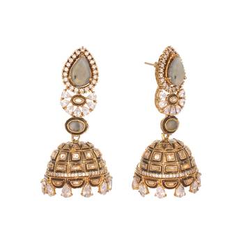 gold plated aureate swirl jhumki earrings 4