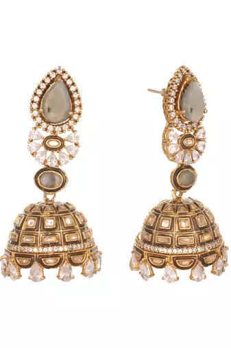 gold plated aureate swirl jhumki earrings
