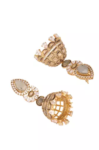 gold plated aureate swirl jhumki earrings
