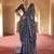 Navy blue poly viscose silk patola printed saree with heavy dimond swarovski work border