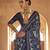 Navy blue poly viscose silk patola printed saree with heavy dimond swarovski work border
