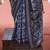 Navy blue poly viscose silk patola printed saree with heavy dimond swarovski work border