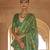 Green poly viscose silk patola printed saree with heavy dimond swarovski work border