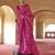 Hot pink poly viscose silk patola printed saree with heavy dimond swarovski work border
