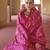 Hot pink poly viscose silk patola printed saree with heavy dimond swarovski work border