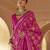 Hot pink poly viscose silk patola printed saree with heavy dimond swarovski work border