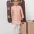 Onion pink kurta with aeroplanes/clouds hand embroidered bundi jacket with pajama set