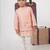 Onion pink kurta with aeroplanes/clouds hand embroidered bundi jacket with pajama set
