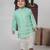Mint green kurta with aeroplanes/clouds hand embroidered bundi jacket with pajama set