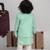 Mint green kurta with aeroplanes/clouds hand embroidered bundi jacket with pajama set