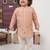 Onion pink aeroplans/clouds hand embroidery kurta with pajama set