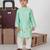 Mint green aeroplans/clouds hand embroidery kurta with pajama set