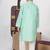 Mint green aeroplans/clouds hand embroidery kurta with pajama set