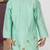 Mint green aeroplans/clouds hand embroidery kurta with pajama set
