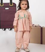 Onion pink travel theme hand embroidered cord set