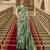 Green poly viscose satin silk color block rangat woven foil printed saree