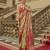 Red poly viscose satin silk color block rangat woven foil printed saree