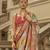 Red poly viscose satin silk color block rangat woven foil printed saree