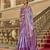 Purple poly viscose satin silk color block rangat woven foil printed saree