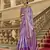 Purple poly viscose satin silk color block rangat woven foil printed saree