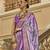 Purple poly viscose satin silk color block rangat woven foil printed saree