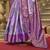 Purple poly viscose satin silk color block rangat woven foil printed saree