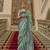 Blue poly viscose satin silk color block rangat woven foil printed saree