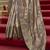 Grey poly viscose satin silk color block rangat woven foil printed saree