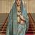 Dove grey poly viscose satin silk color block rangat woven foil printed saree