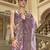 Lavender poly viscose satin silk color block rangat woven foil printed saree