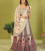 cream rayon printed navratri special lehenga choli
