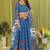 blue rayon printed navratri special lehenga choli