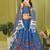 blue rayon printed navratri special lehenga choli